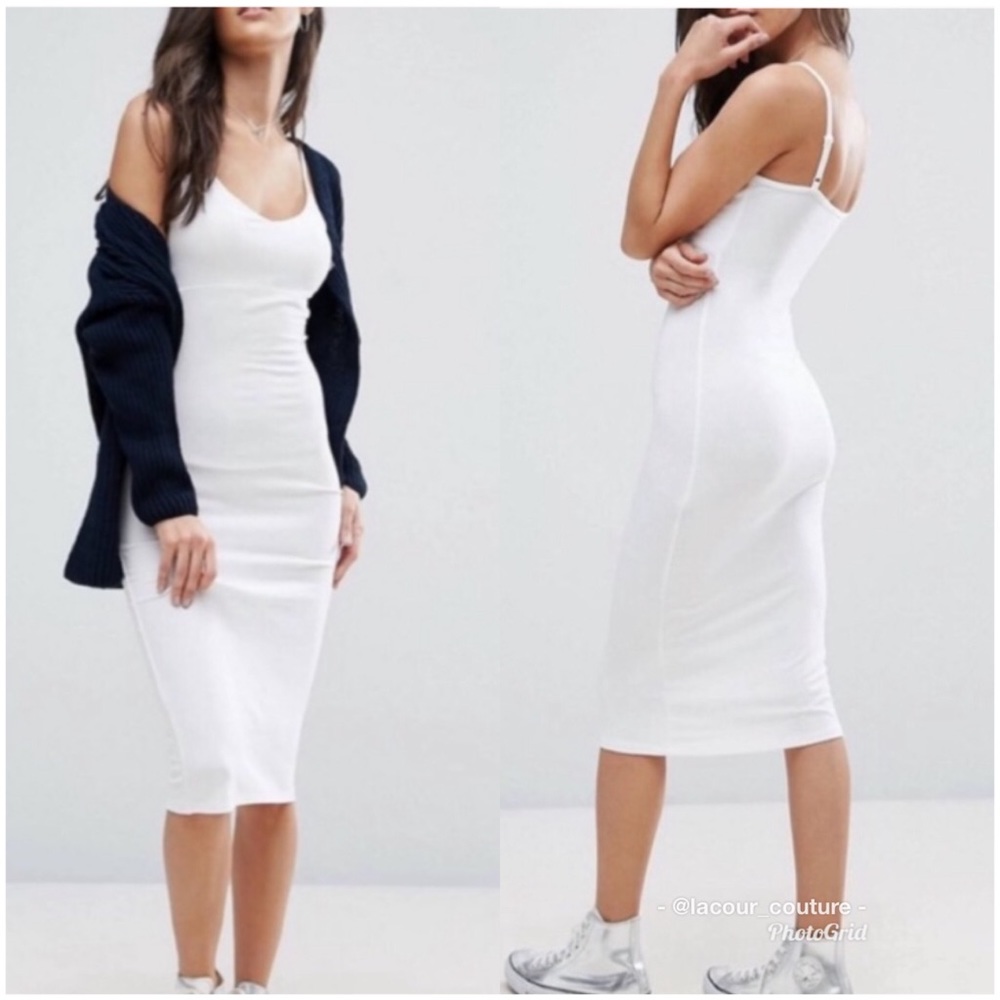 SOLD 🚨ASOS White Midi Body Con Dress - Picture 1 of 9